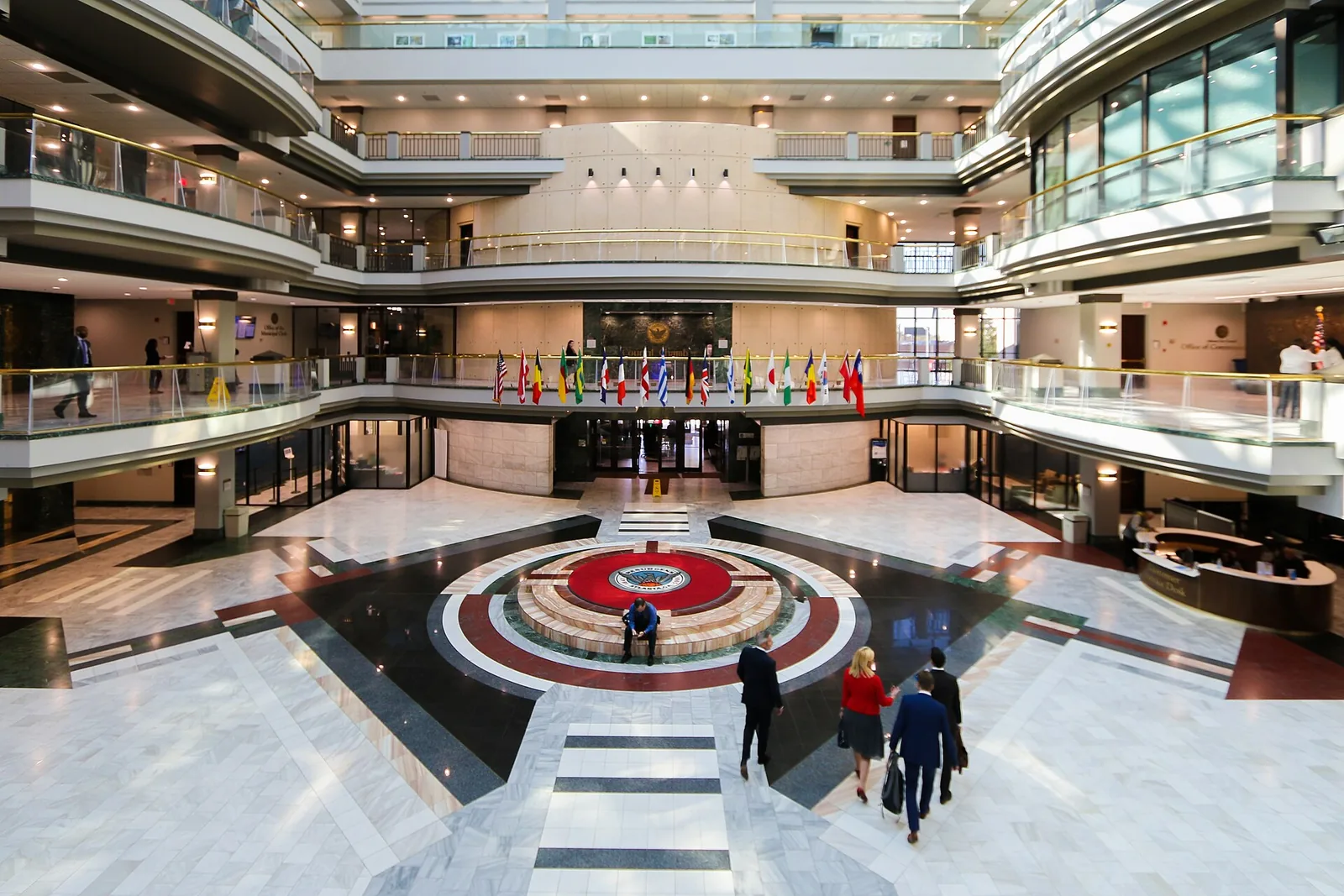 The atrium inside Atlanta City Hall on Trinity Avenue, where the City Council meets.
