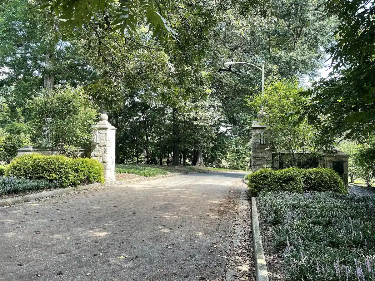The stone-pillared entrance to Candler Park in Atlanta, home of the neighborhood's fall festival