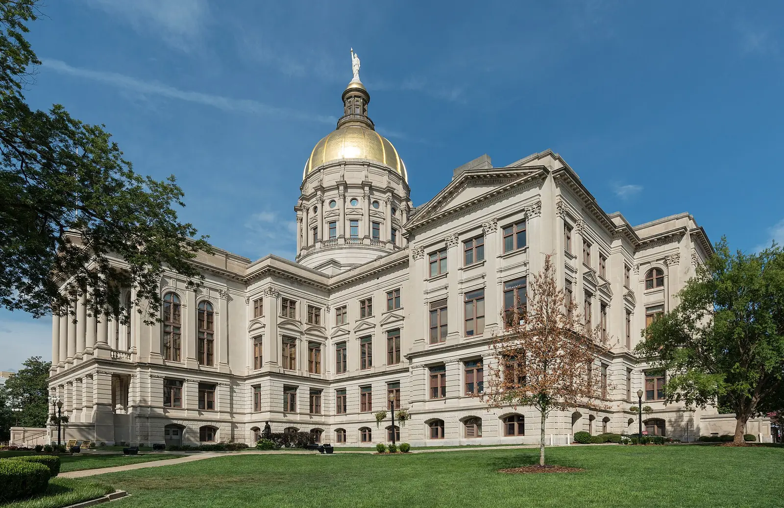 The gold-domed Georgia State Capitol in downtown Atlanta, a National Historic Landmark