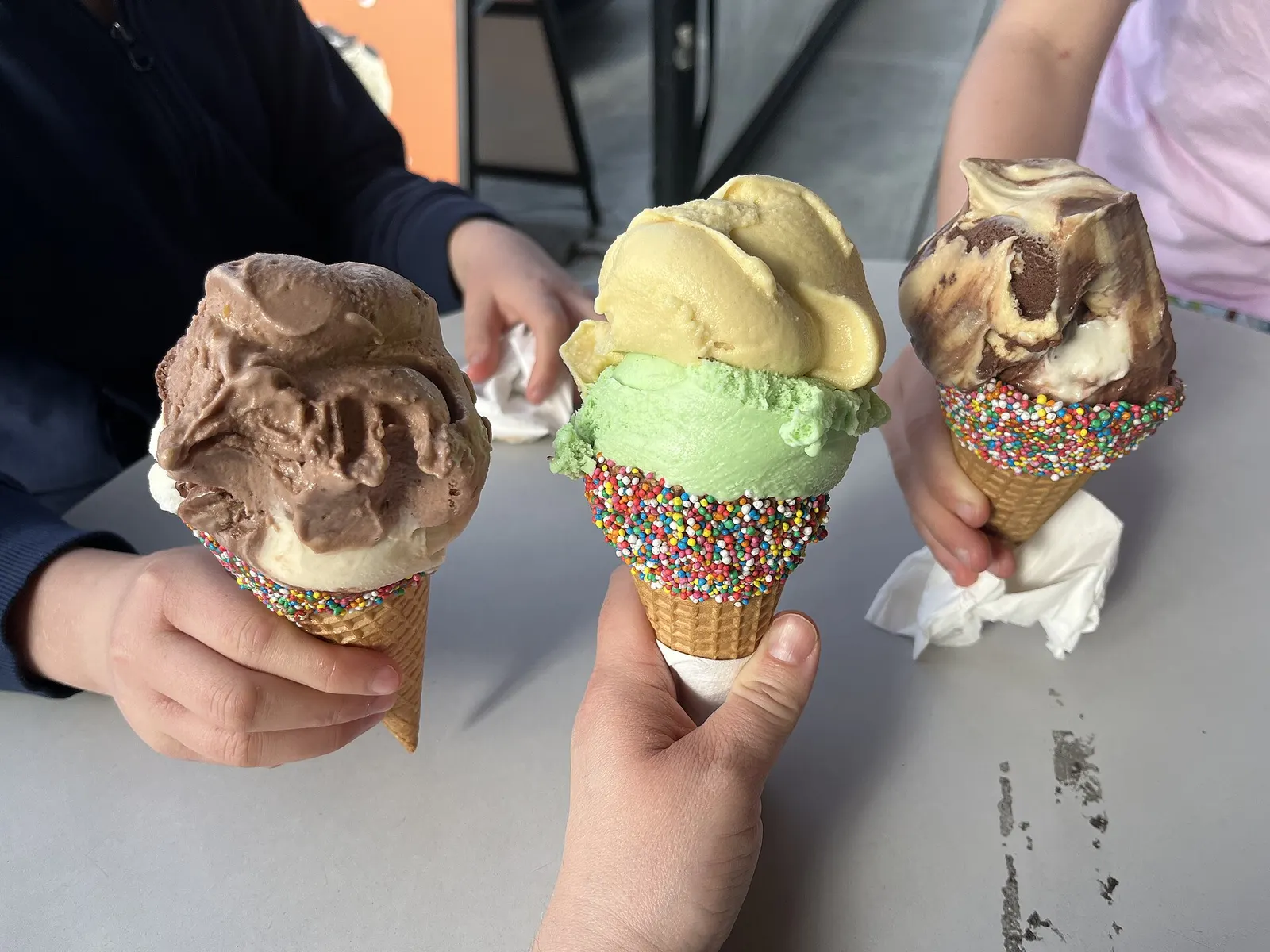 Ice cream in cones. The photo was not taken in Atlanta.