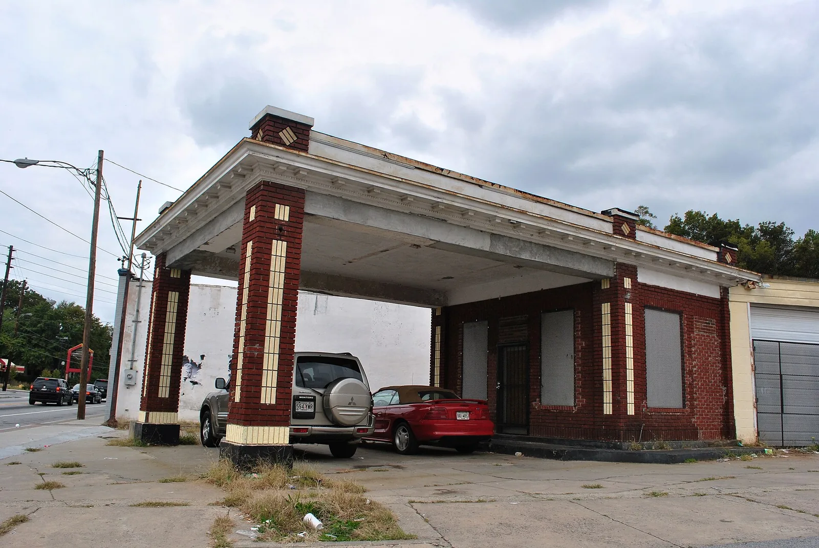 A former service station building in the Lakewood Heights Historic District in southeast Atlanta