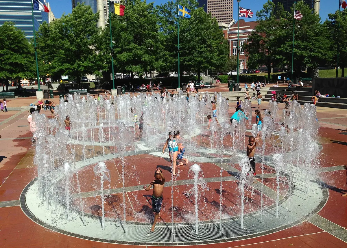 The splash fountain at Centennial Olympic Park in downtown Atlanta.