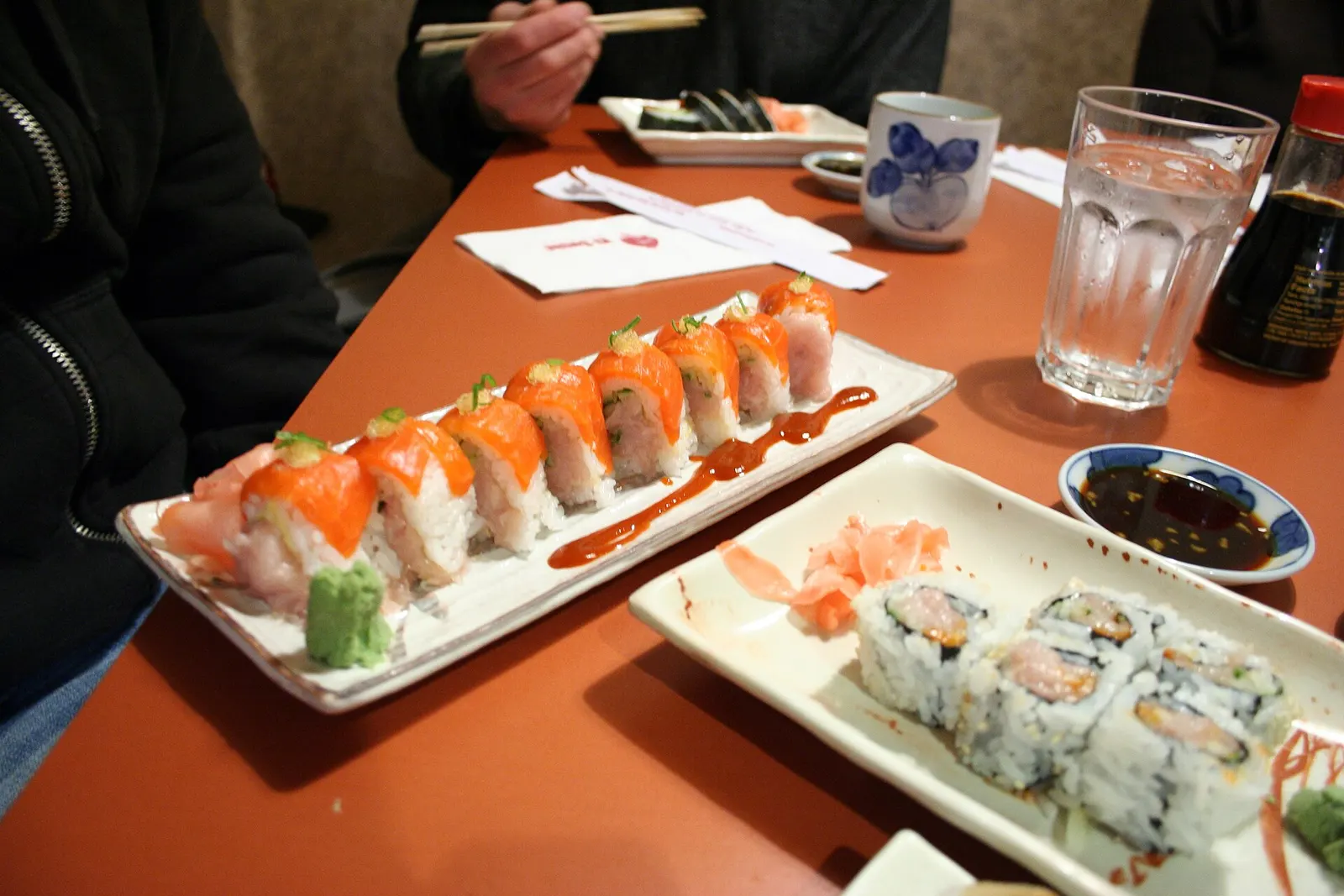 Sushi rolls on a plate. The photo was not taken at an Atlanta restaurant.
