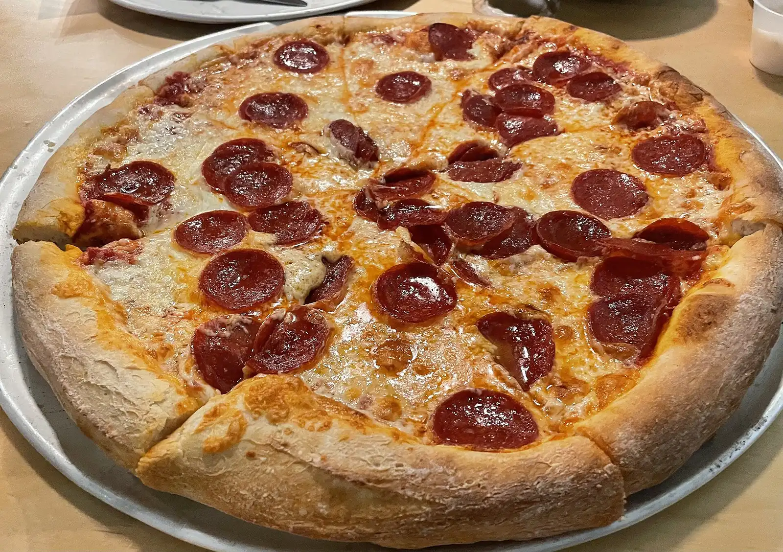 A pepperoni pizza from Fellini's Pizza in Atlanta.