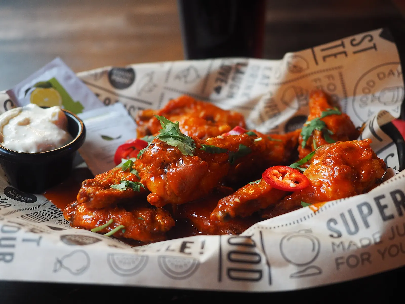 A plate of chicken wings. The photo was not taken at an Atlanta restaurant.